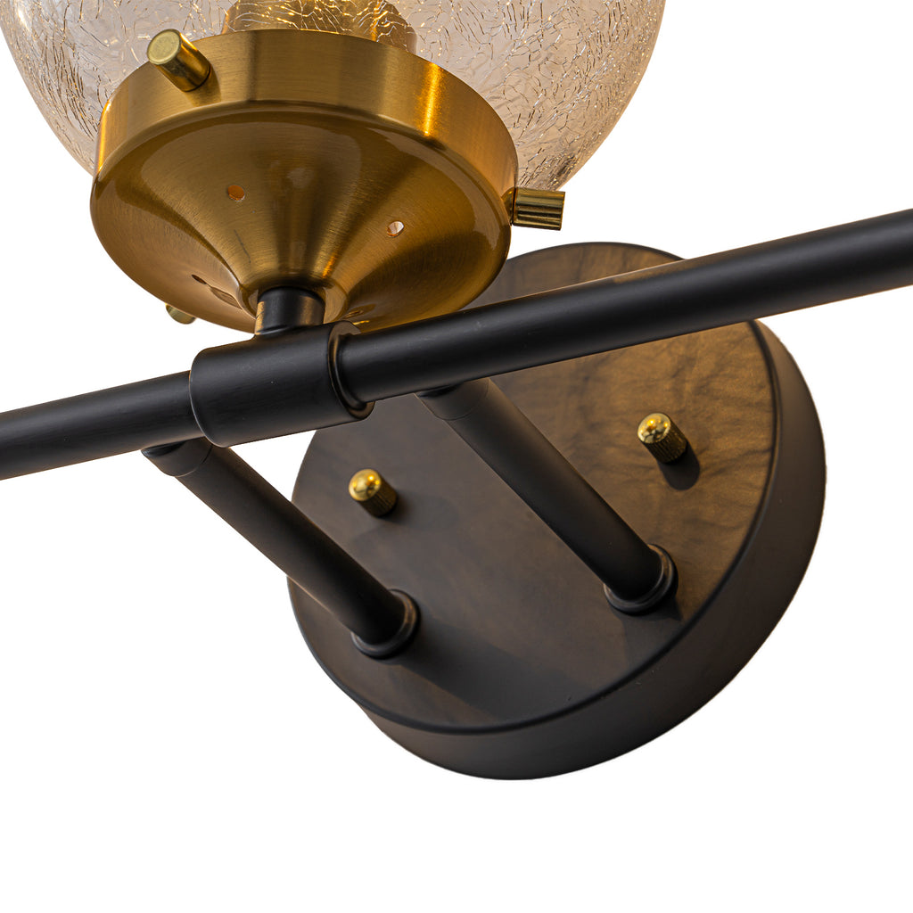 21.73 in. 3-Light Matte Black and Gold Metal Vanity Light with Clear Glass Shades for Bathroom