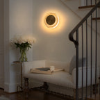 7.48 in. Modern Brass Round Dimmable Integrated LED Wall Sconce Clear Glass Bathroom Vanity Light
