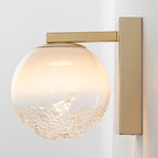 5.9 in. 1-Light Modern Gold Globe Integrated LED Wall Sconce Light with White Glass Shade for Bathroom Hallway