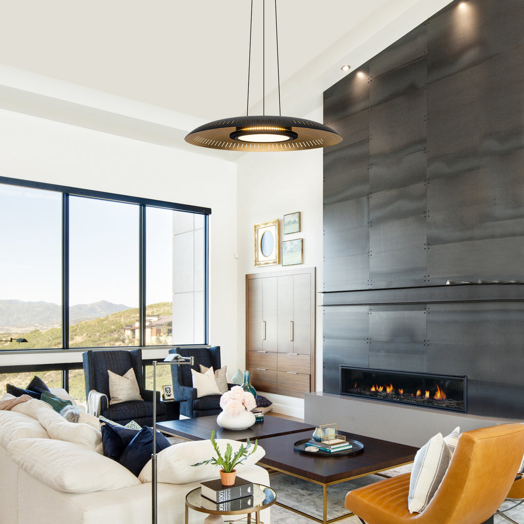 24-Watt 1 Light Modern Black Dome Dimmable LED Pendant Light Chandelier with Metal Shade for Dining Room, Kitchen Island