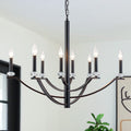 41 in. 8-Light Matte Black Traditional Candlestick Chandelier Modern Linear Candle Pendant Light