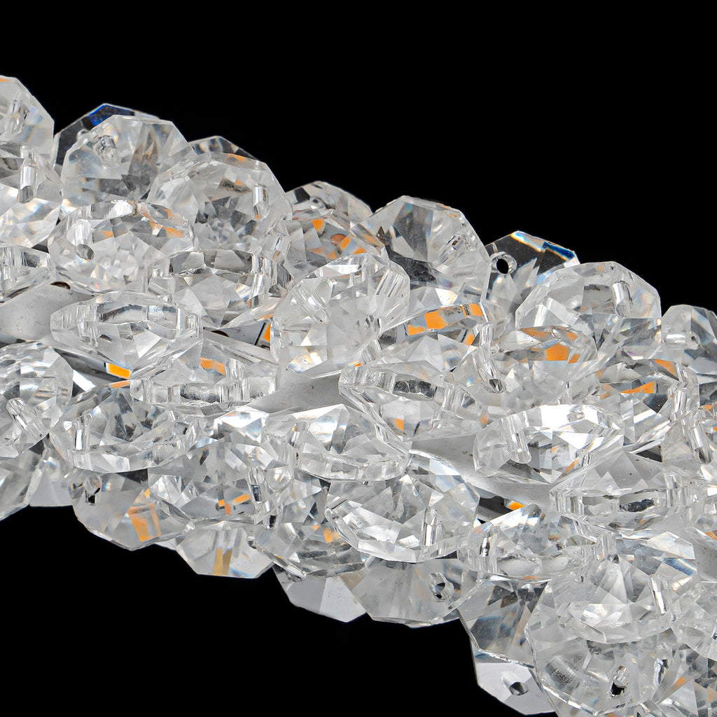 1-Light Modern Gold Metal Ring Crystal Integrated LED Pendant Light Dimmable Chandelier for Dining Room