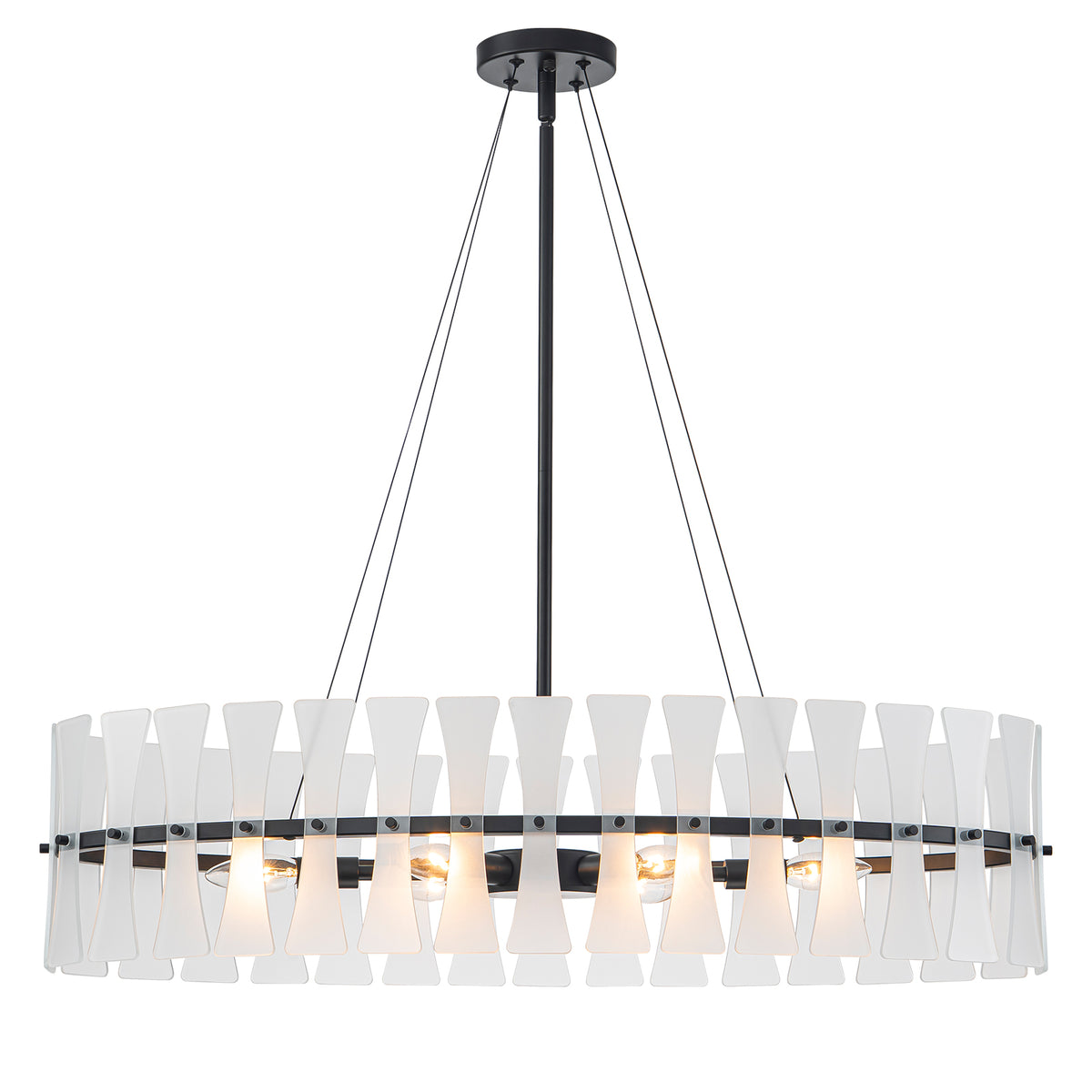 6 Light Oval Chandelier Frosted Dining Room Linear Kitchen Island