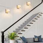 5.9 in. 1-Light Modern Gold Globe Integrated LED Wall Sconce Light with White Glass Shade for Bathroom Hallway