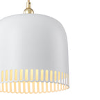 1-Light Gold Iron Semi-Domed Shape Pendant Light with Matte White Metal Shade Hollow Out Design for Living Room
