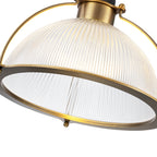 1-Light Industrial Brass Metal Dome Pendant Light with Clear Glass Shade for Kitchen Island, Dining Room