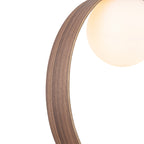 12 in. 1-Light Modern Walnut Oval Globe Pendant Light with White Glass Shade for Dining Room, Kitchen Island