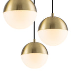 27.4 in. 7-Light Modern Brass Metal Globe Chandelier Hanging Light with White Glass Shades for Living Room
