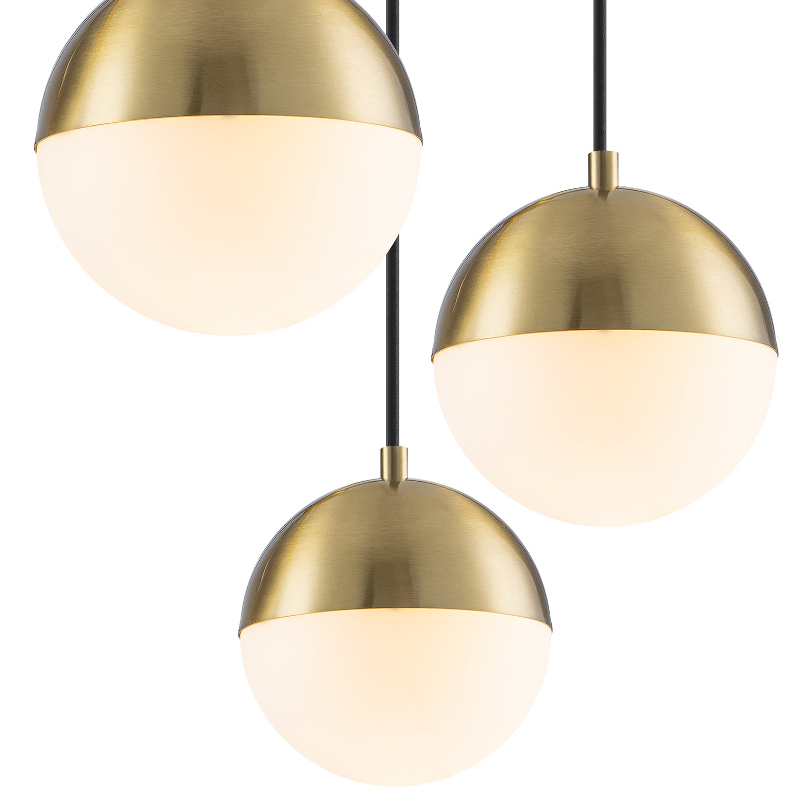 27.4 in. 7-Light Modern Brass Metal Globe Chandelier Hanging Light with White Glass Shades for Living Room