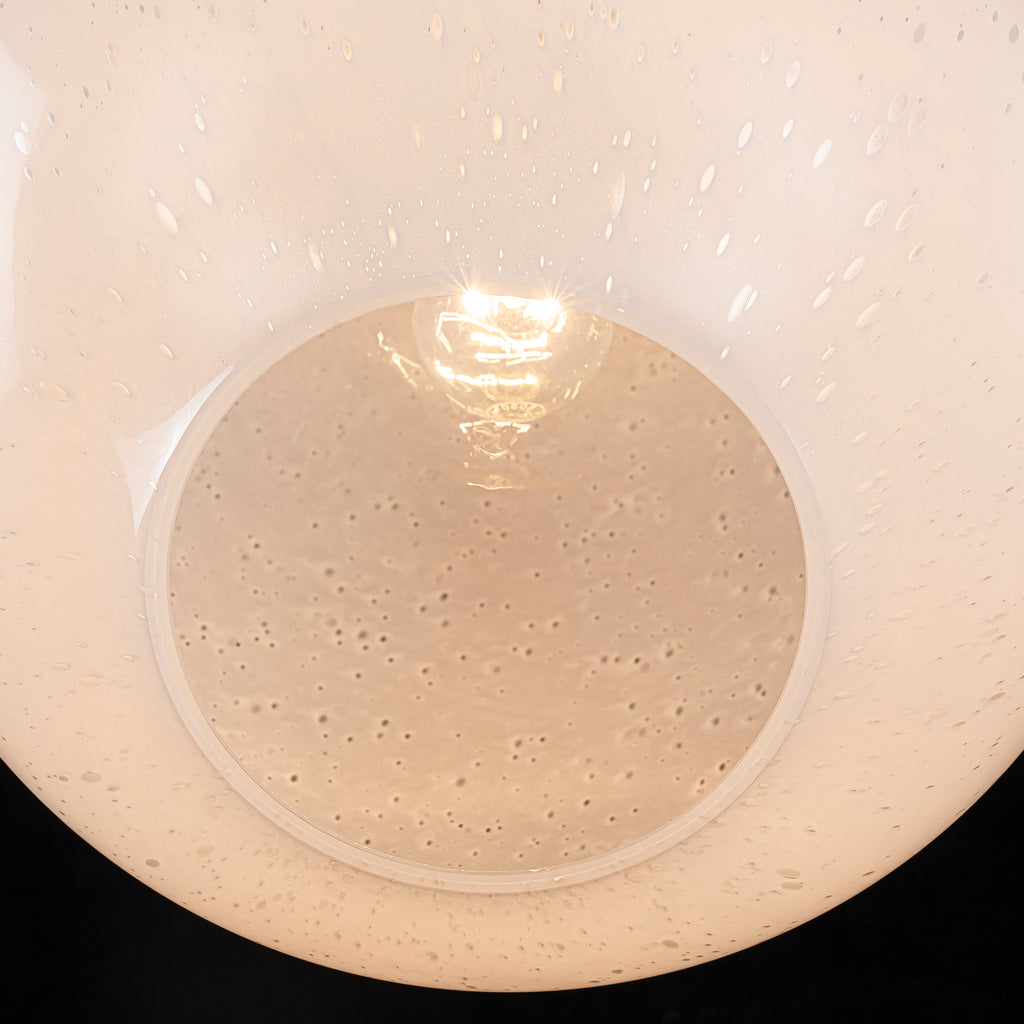 Chrome Modern Globe Hanging Pendant Light with White Bubble Glass Shade for Kitchen Island, Dining