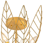 26 in. 4-Light Modern Luxury Gold Bowl Semi-Flush Mount Ceiling Light with Metal Leaf Shade
