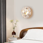 8.07 in. 1-Light Modern Round Dimmable LED Wall Sconce Light with Mable Terrazzo Shade for Bedroom Foyer Hallway