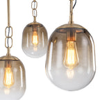 5/7-Light 2/3-Tier Antique Gold Metal Chandelier Pendant with Oval Glass Shades for Living Room, Kitchen Island