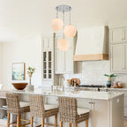 Chrome Modern Globe Hanging Pendant Light with White Bubble Glass Shade for Kitchen Island, Dining