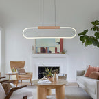 47.24 in. 1-Light Modern Black Linear Integrated LED Pendant Light Fixture with Wood Accent for Kitchen Island