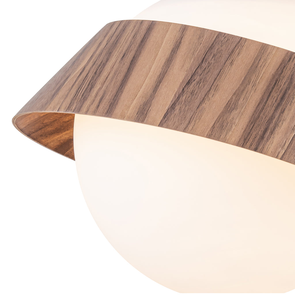 10.63 in. 1-Light Wooden Globe Hanging Pendant Light with White Glass Shade for Kitchen Island, Bedroom