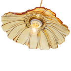 11.02 in. 1-Light Modern Pink Hanging Pendant Light with Flower Shaped Glass Shade for Bedroom, Kitchen Island
