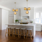4/7-Light Mid-Century Modern Gold Cluster Chandelier with Coffee Globe Glass Shades