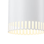 1-Light Gold Iron Semi-Domed Shape Pendant Light with Matte White Metal Shade Hollow Out Design for Living Room
