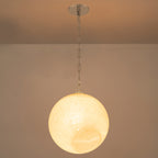Chrome Modern Globe Hanging Pendant Light with White Bubble Glass Shade for Kitchen Island, Dining