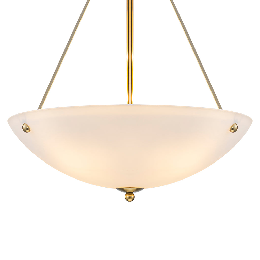 19.69 in. 4-Light Modern Farmhouse Gold Metal Bowl Island Pendant Light with White Glass Shade for Kitchen