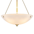 19.69 in. 4-Light Modern Farmhouse Gold Metal Bowl Island Pendant Light with White Glass Shade for Kitchen