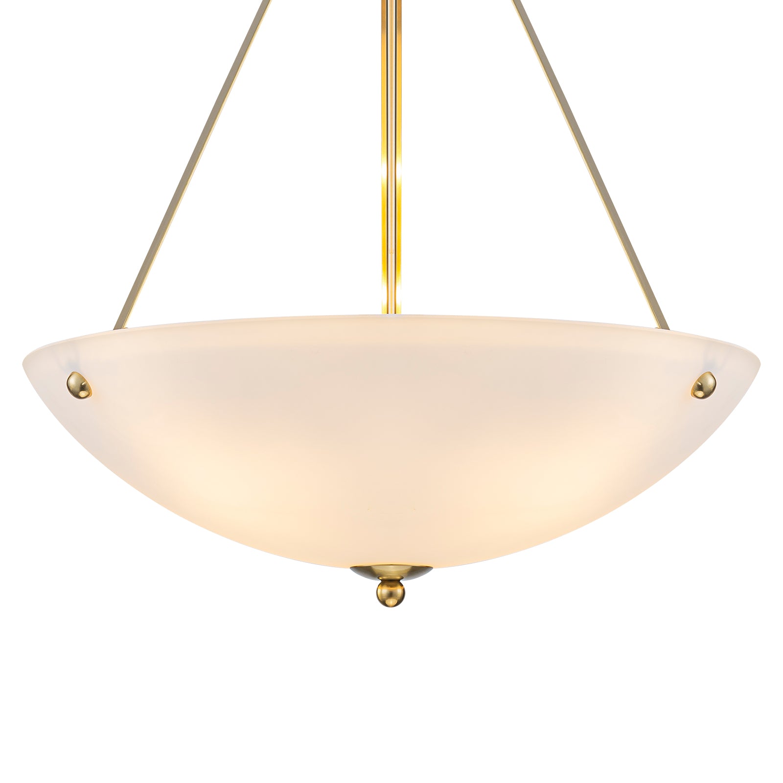 19.69 in. 4-Light Modern Farmhouse Gold Metal Bowl Island Pendant Light with White Glass Shade for Kitchen