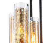 17.72 in. 6-Light Industrial Black Iron Geometric Chandelier with Clear Glass Shades for Kitchen Island Foyers Hallway