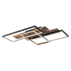 3-Light 26.77 in. Modern Black and Wood Dimmable Integrated LED Flush Mount Ceiling Light