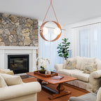 20 in. 2-Light Modern Walnut Oval Pendant Light with White Globe Glass Shades for Dining Room, Kitchen Island