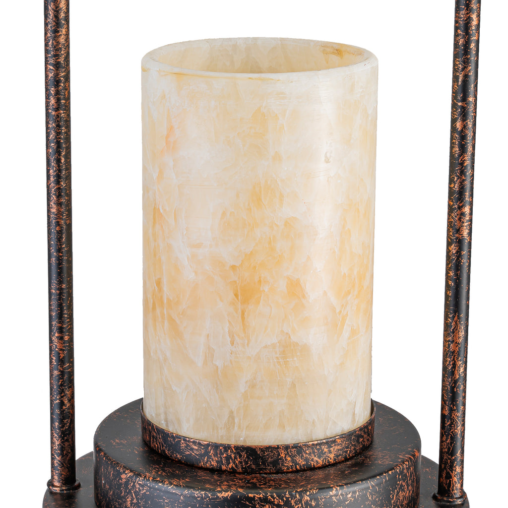 6.69 in. 1-Light Vintage Industrial U-Shaped Iron Pendant Light with Natural Onyx Shade