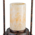 6.69 in. 1-Light Vintage Industrial U-Shaped Iron Pendant Light with Natural Onyx Shade