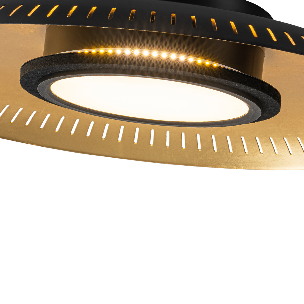 22.8 in. 1-Light Modern Industrial Black Dimmable LED Flush Mount Ceiling Light with Metal Dome Shade