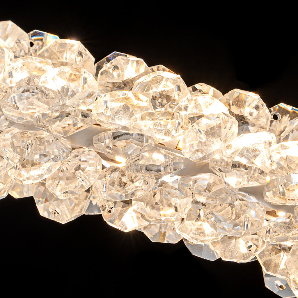 1-Light Modern Gold Metal Ring Crystal Integrated LED Pendant Light Dimmable Chandelier for Dining Room