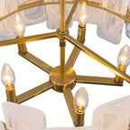 20.47 in. 5-Lights Modern Brass Metal Round Chandelier with Cloud Texture Glass for Dining Room