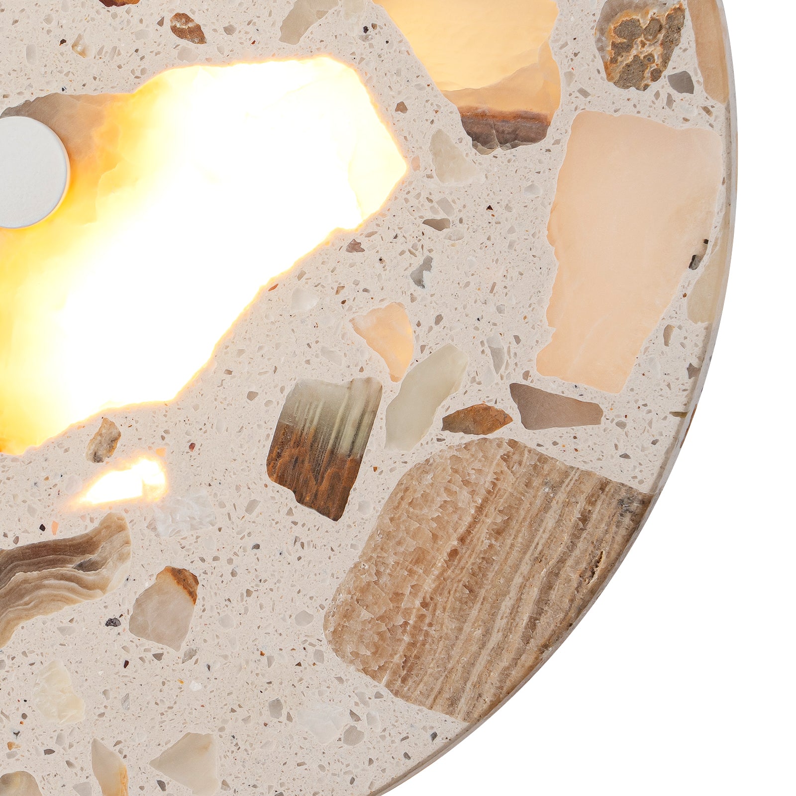 8.07 in. 1-Light Modern Round Dimmable LED Wall Sconce Light with Mable Terrazzo Shade for Bedroom Foyer Hallway