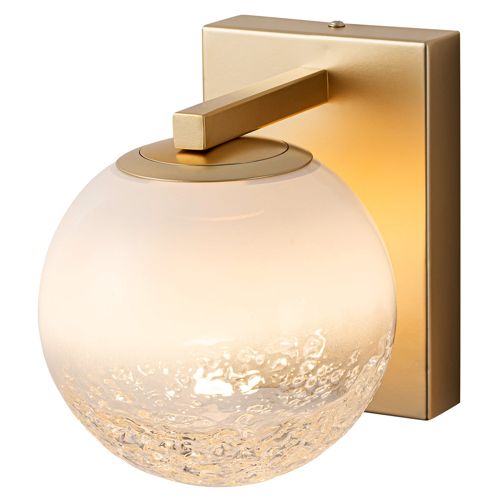 5.9 in. 1-Light Modern Gold Globe Integrated LED Wall Sconce Light with White Glass Shade for Bathroom Hallway