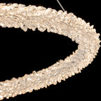 1-Light Modern Gold Metal Ring Crystal Integrated LED Pendant Light Dimmable Chandelier for Dining Room