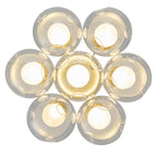 7-Light Modern Gold Sputnik Cluster LED Chandelier with Clear Globe Shades for Living Room