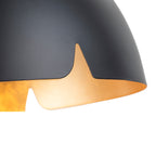 14.96 in. 1-Light Industrial Metal Black/White Dome Pendant Light with Iron Shade for Dining Rooms, Kitchens