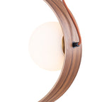 20 in. 2-Light Modern Walnut Oval Pendant Light with White Globe Glass Shades for Dining Room, Kitchen Island