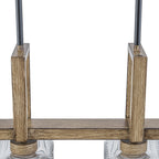 30.5 in. 4-Light Modern Farmhouse Matte Black Linear Chandelier with Faux Wood Accent Island Pendant with Glass Shades