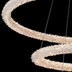 3-Light Modern Gold Ring Dimmable Integrated LED Chandelier Tiered Pendant Light with Crystal for Dining Room
