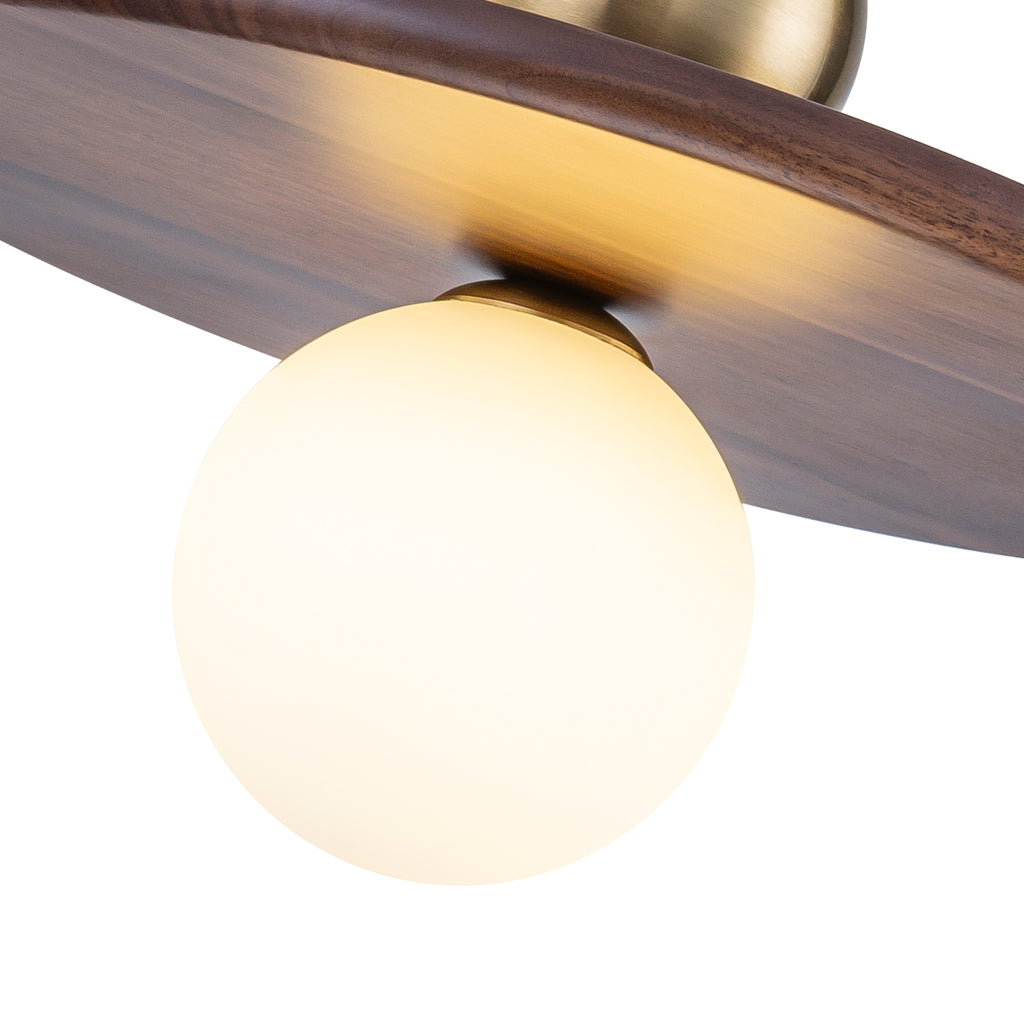 25-Watt 1-Light Modern Gold and Wood Pendant Light with White Globe Glass Shade for Bedroom