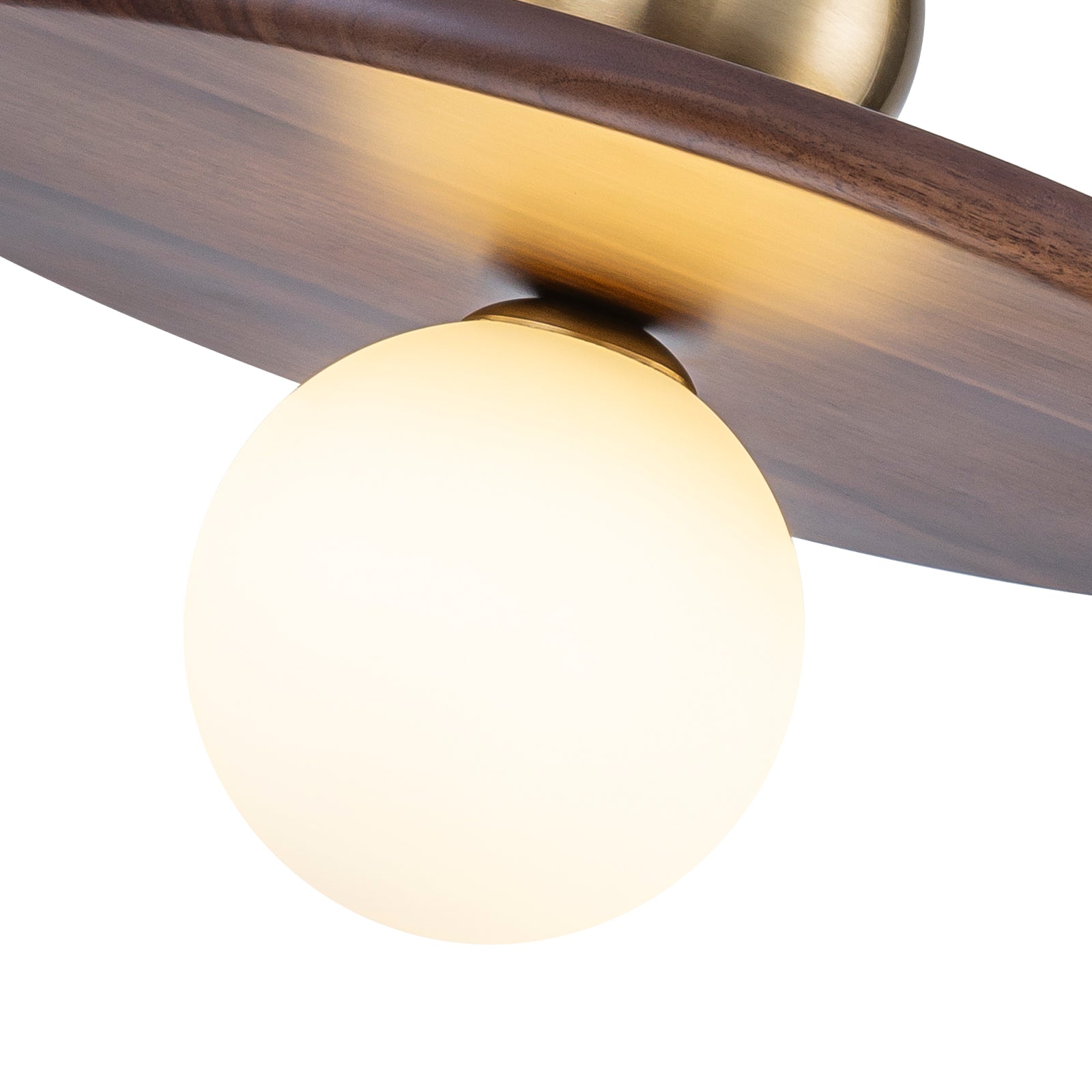 25-Watt 1-Light Modern Gold and Wood Pendant Light with White Globe Glass Shade for Bedroom
