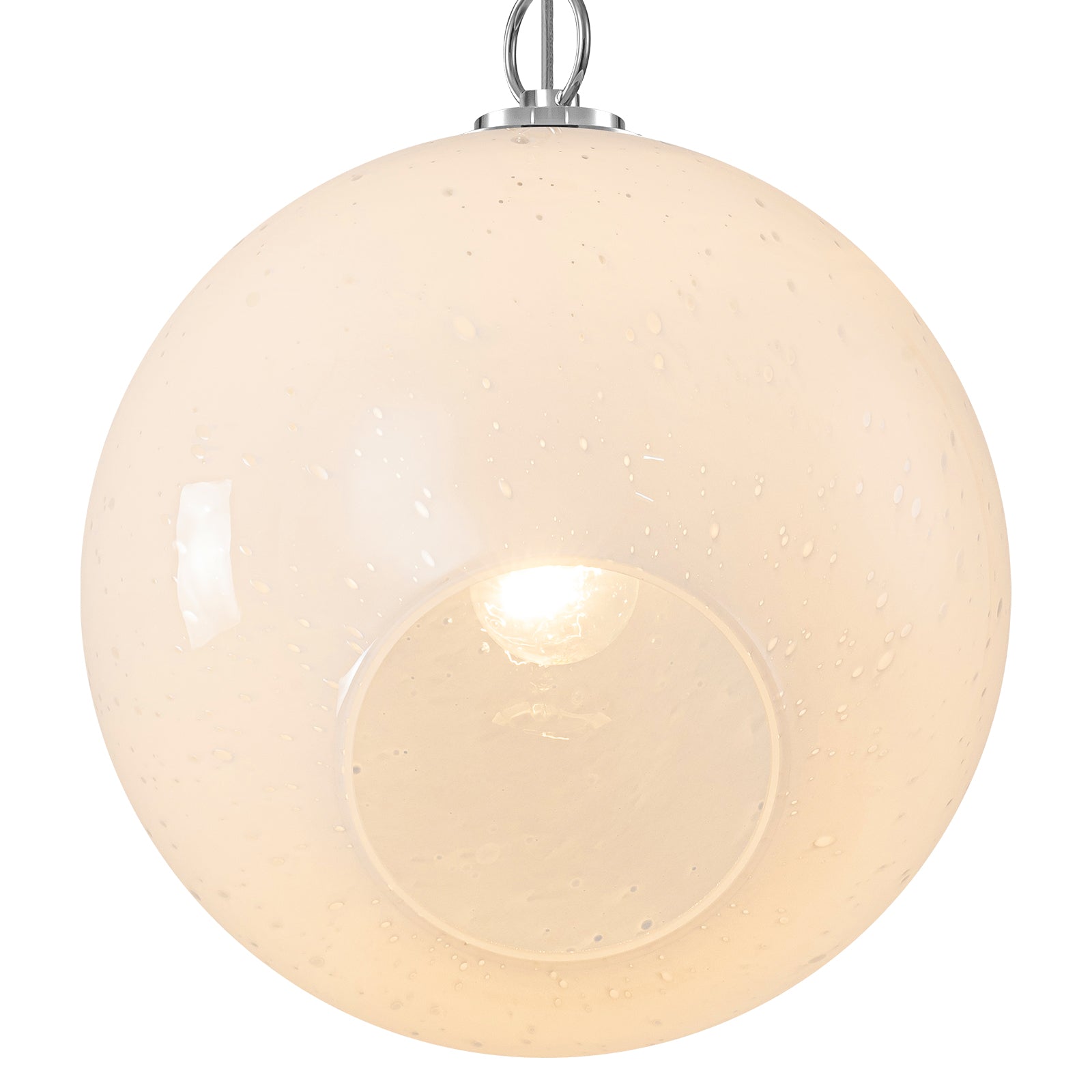 Chrome Modern Globe Hanging Pendant Light with White Bubble Glass Shade for Kitchen Island, Dining