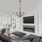 41 in. 8-Light Matte Black Traditional Candlestick Chandelier Modern Linear Candle Pendant Light