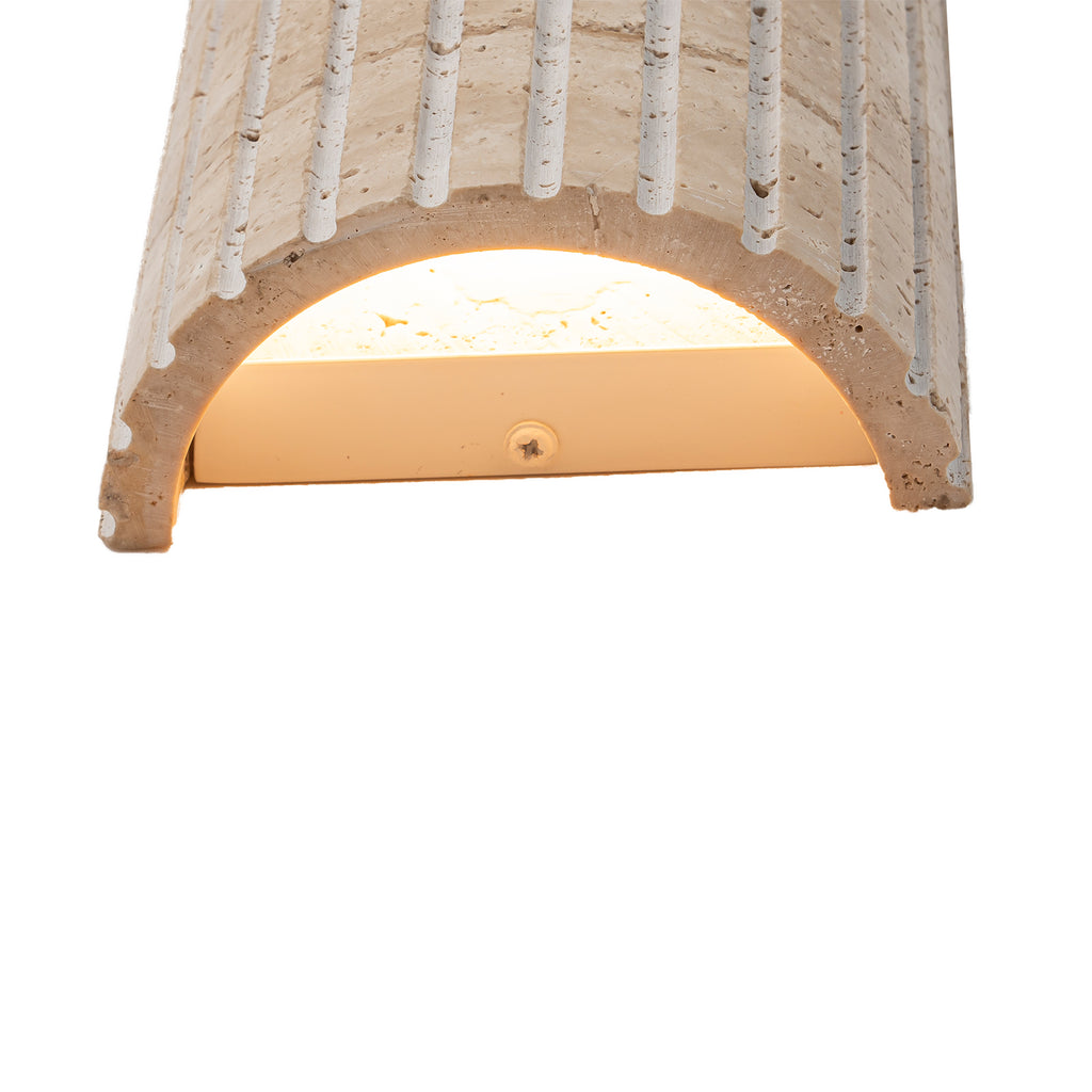 5.11 in. 1-Light Modern Semi-Cylinder Dimmable Travertine Integrated LED Wall Sconce Light for Bedroom Stair