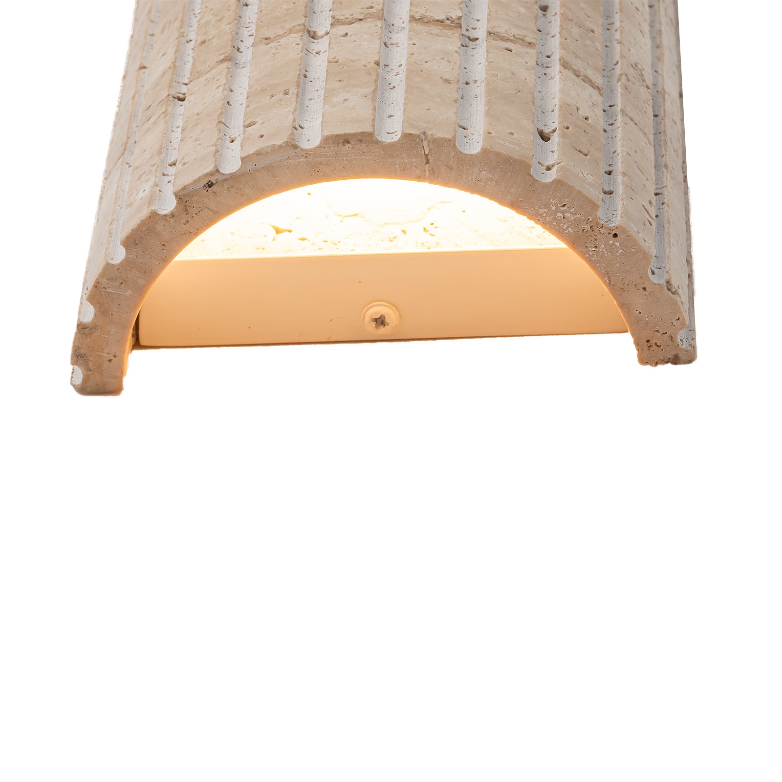 5.11 in. 1-Light Modern Semi-Cylinder Dimmable Travertine Integrated LED Wall Sconce Light for Bedroom Stair