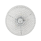 5-Light Chrome Round Modern Semi-Flush Mount Ceiling Light with Beaded Drum Crystal Shade for Living Room